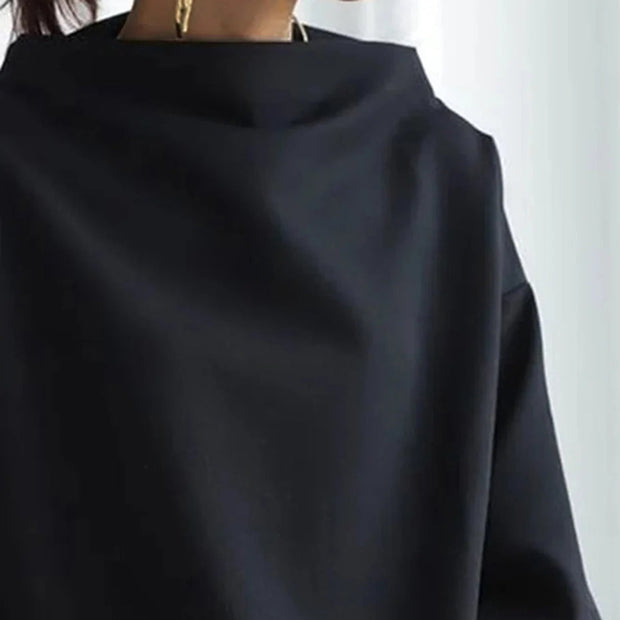 WW - Damen minimalistisches lockeres schwarzes Oberteil für vielseitigen Stil