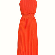 WW | Elegantes X-Sommer Midikleid mit Rundhalsausschnitt und Gesch Gathered Taille