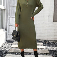WW | Schicker Herbst Sweatkleid mit Knopfdetail für Frauen