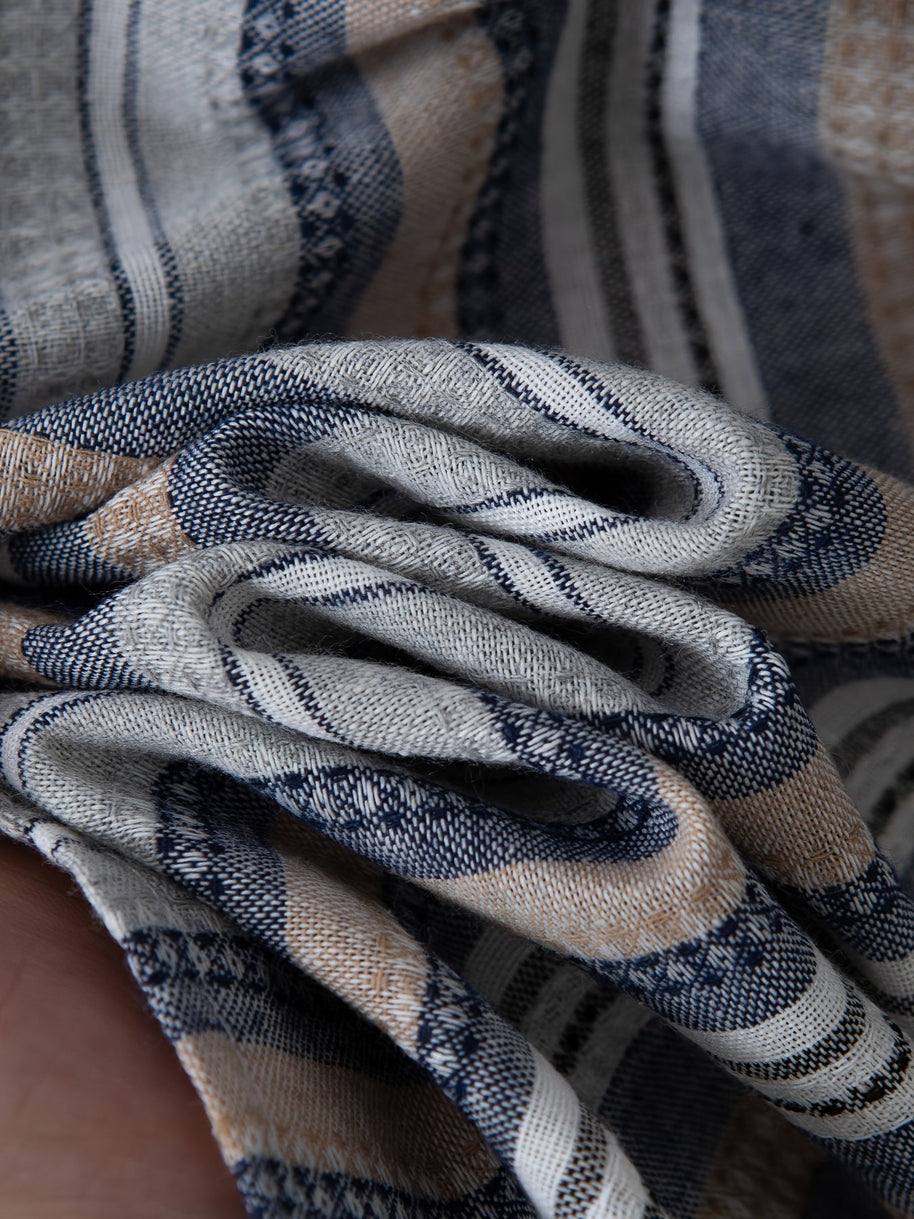 WW | Gestreiftes Baumwoll Leinen Herrenhemd für entspannte Looks