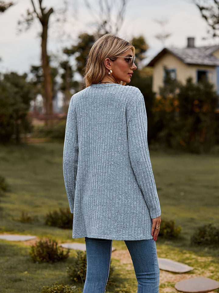 W&W Mode Warmer Gerippter Baumwolle Strickcardigan Für Damen | Perfekt Für Lässige Tage