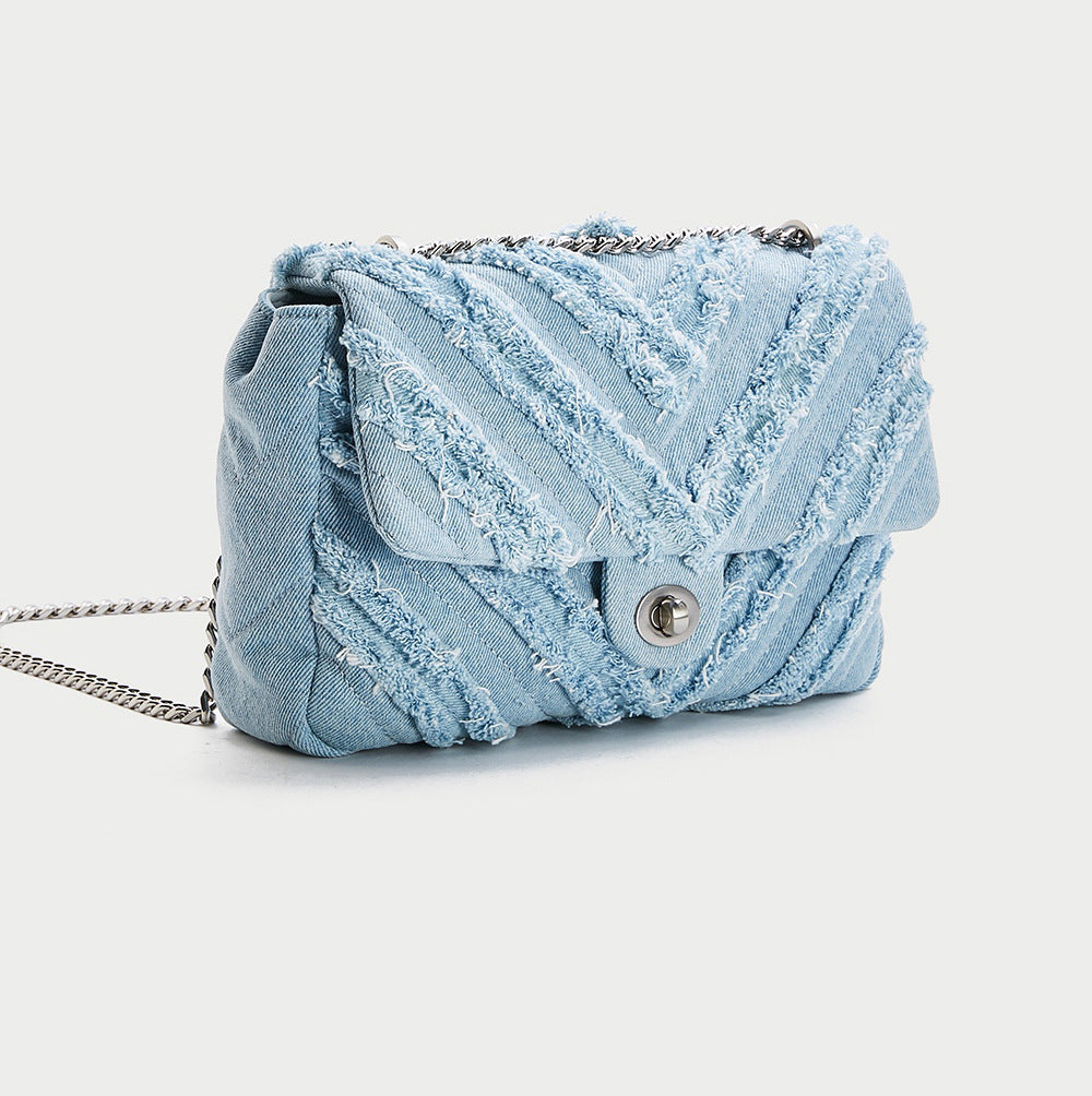W&W Mode Umhängetasche mit magnetischem Druckknopfverschluss und Kettenschultergurt