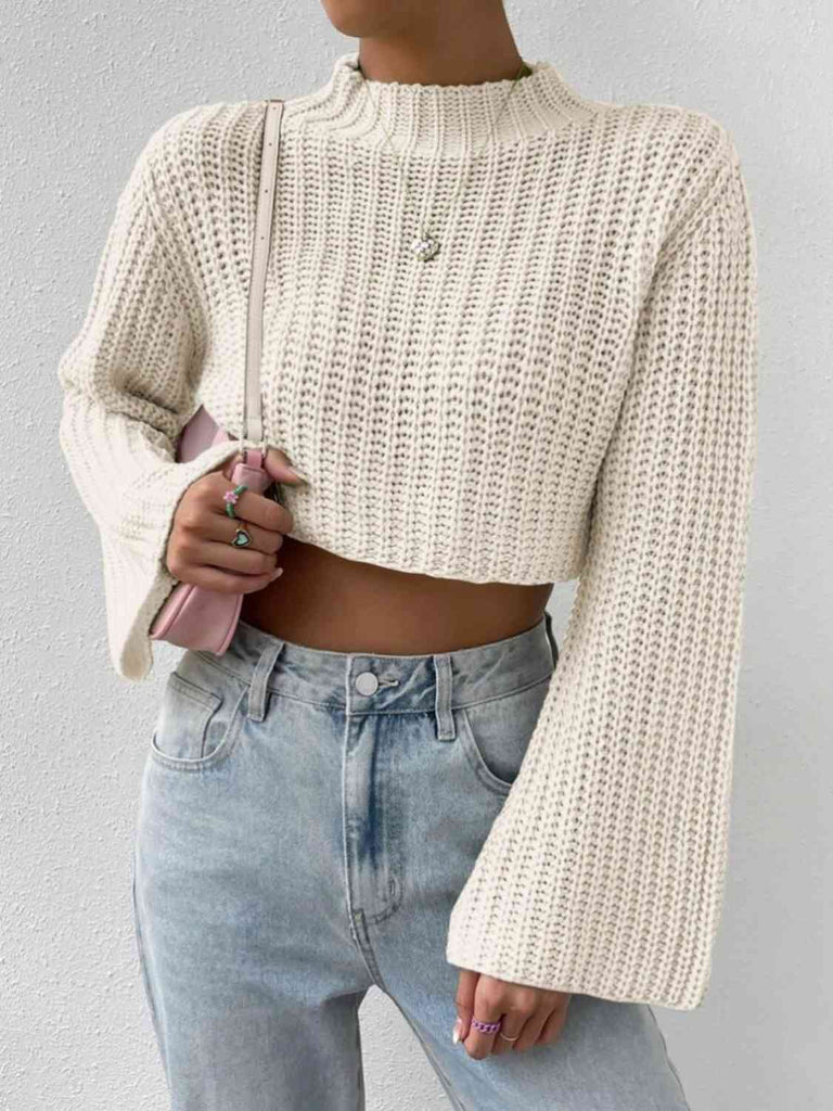 WW | Mock Neck Langarm Gekürzter Pullover