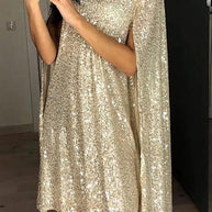 WW | Wine Me And Dine Me Pailletten Cape Kleid