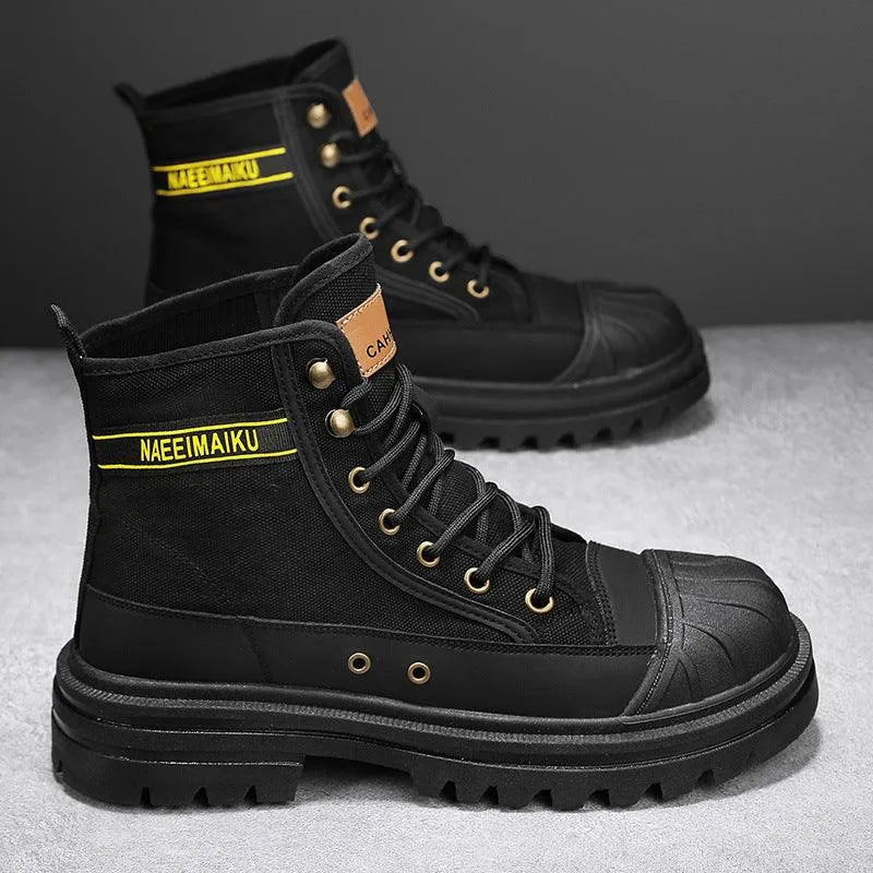 WW | Herren lässige sportliche Canvas Stiefel mit dicker Sohle