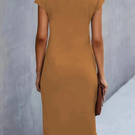 WW | Einfarbiges Rundhalskleid mit Rundhalsausschnitt