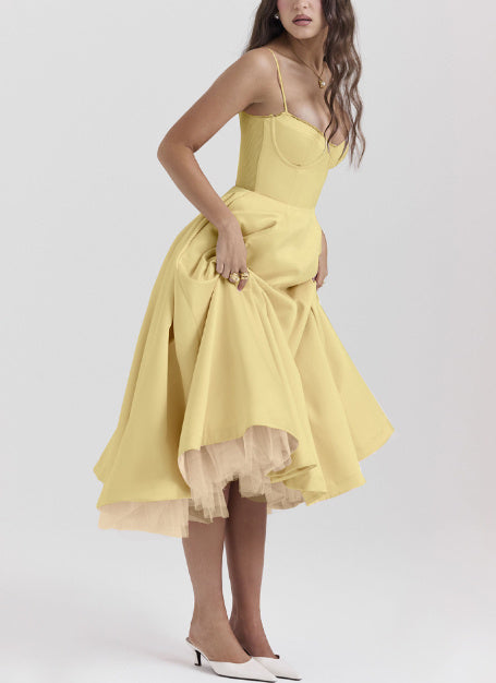 WW | Ärmelloses V-ausschnitt Kleid Mit Puffärmel