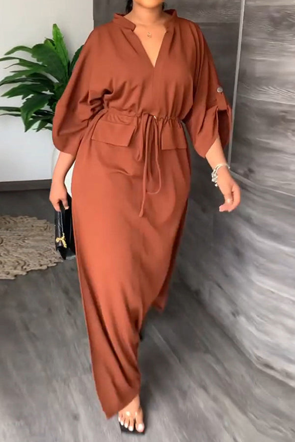 WW | Olivera Elastischer Taillierter Entspannten Maxi-Kleid