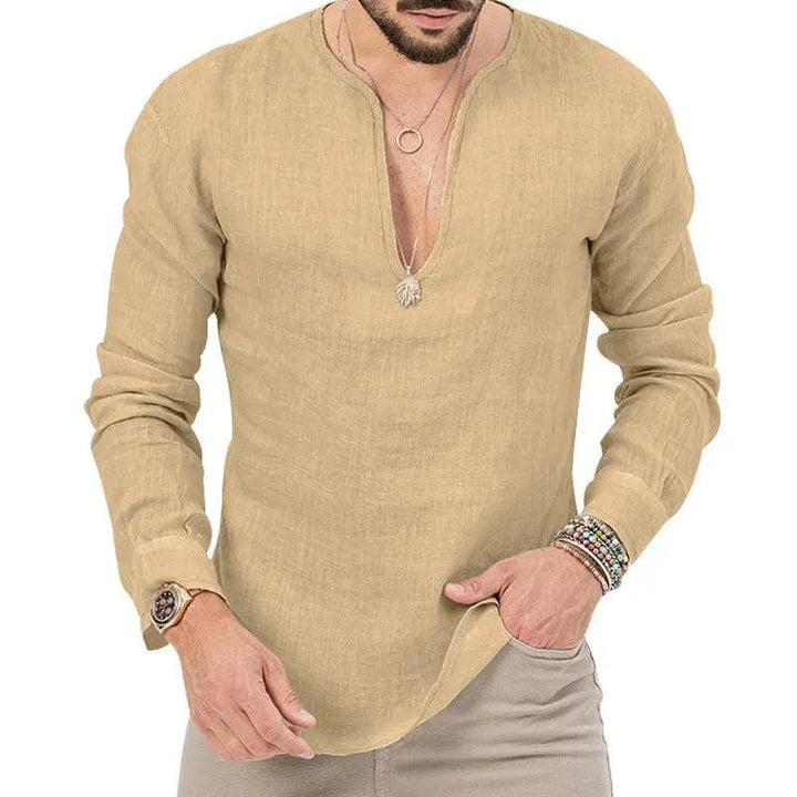 W&W Mode | Herren Leinen Langarmhemd