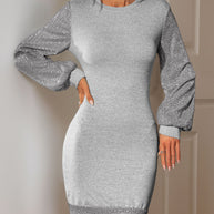WW | Pailletten-Minikleid Mit Rundhalsausschnitt Und Langen Ärmeln Für Damen