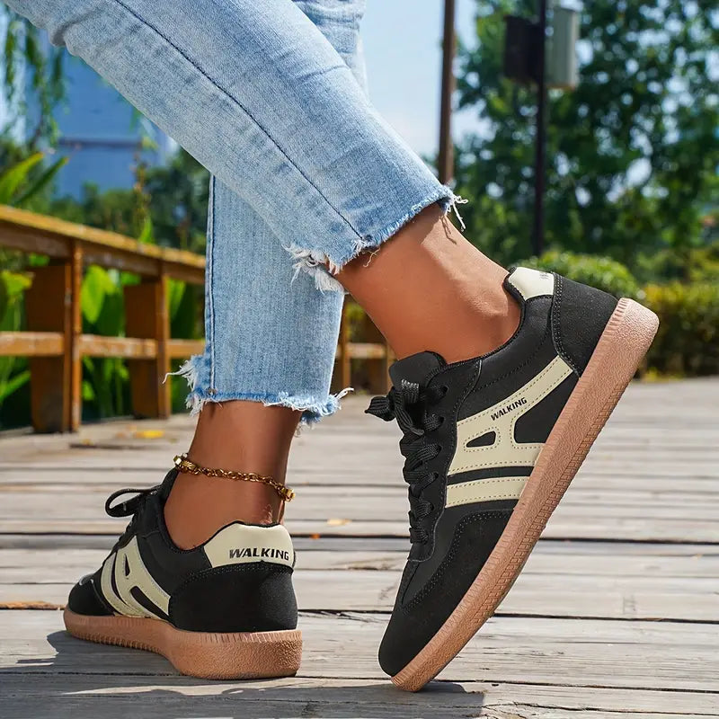 WW | Damen Lässige Turnschuhe Mit Niedrigem Absatz, Schnürung Mode Schuhe