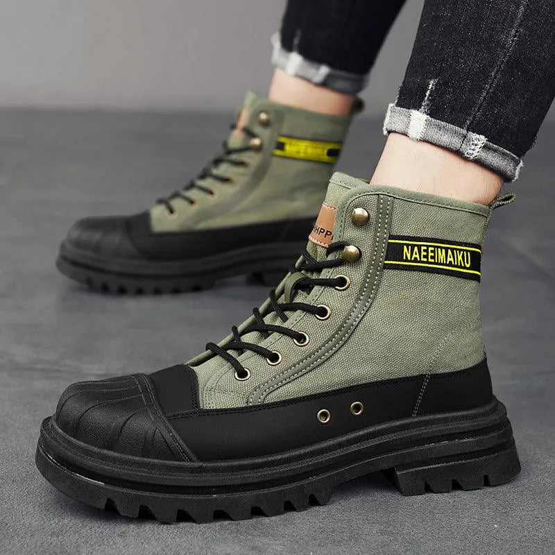 W&W Mode | Herren lässige sportliche Canvas Stiefel mit dicker Sohle
