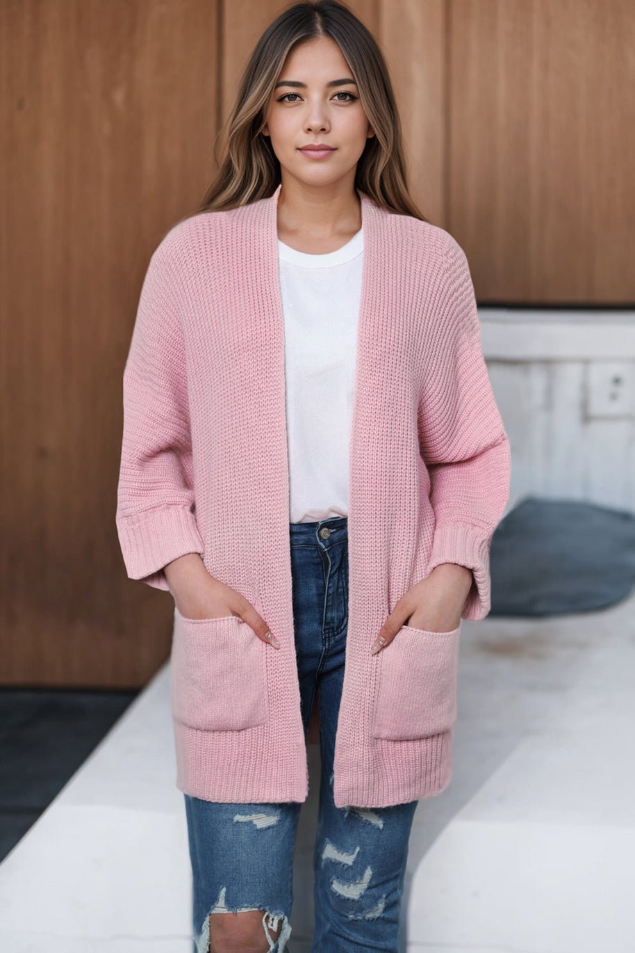 WW | Oversized-Strickweste mit Wickelärmeln Für Frauen