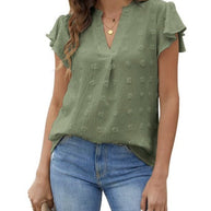 Bluse mit Patchwork und Rüschen