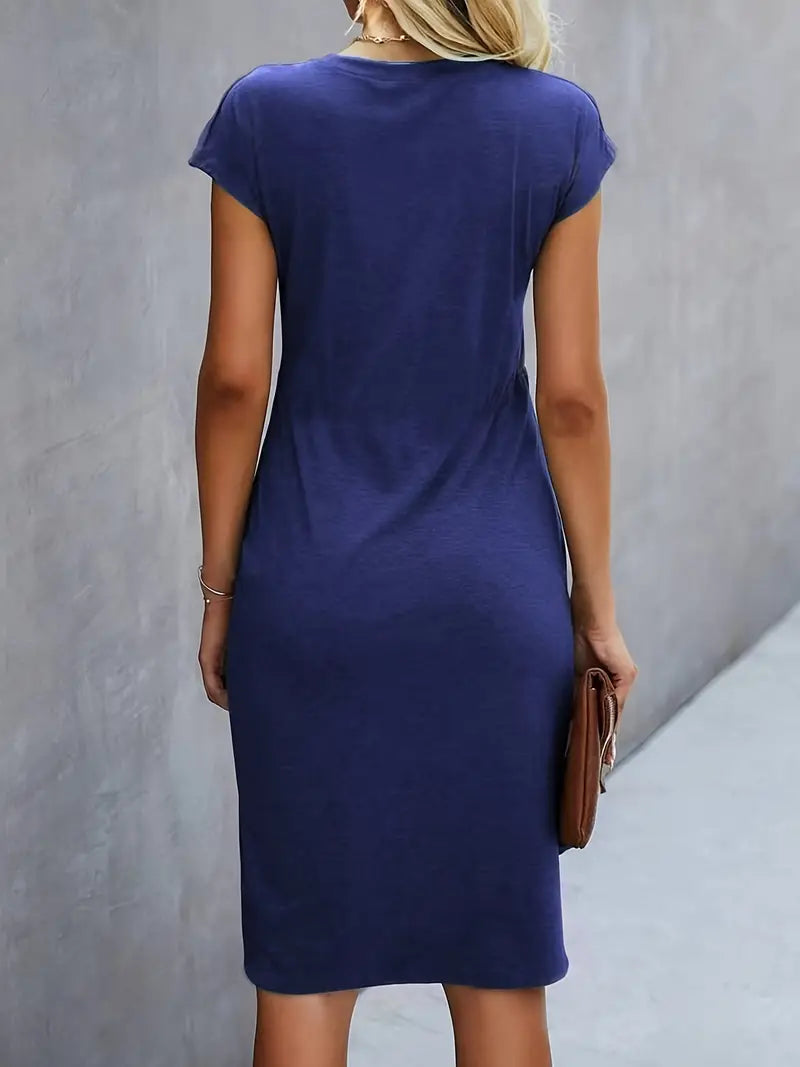Damen figurbetontes Kleid mit Rundhalsausschnitt