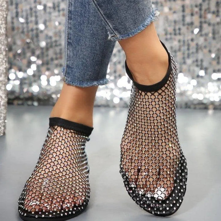 W&W Mode | Flatsandalen mit Strass-Design