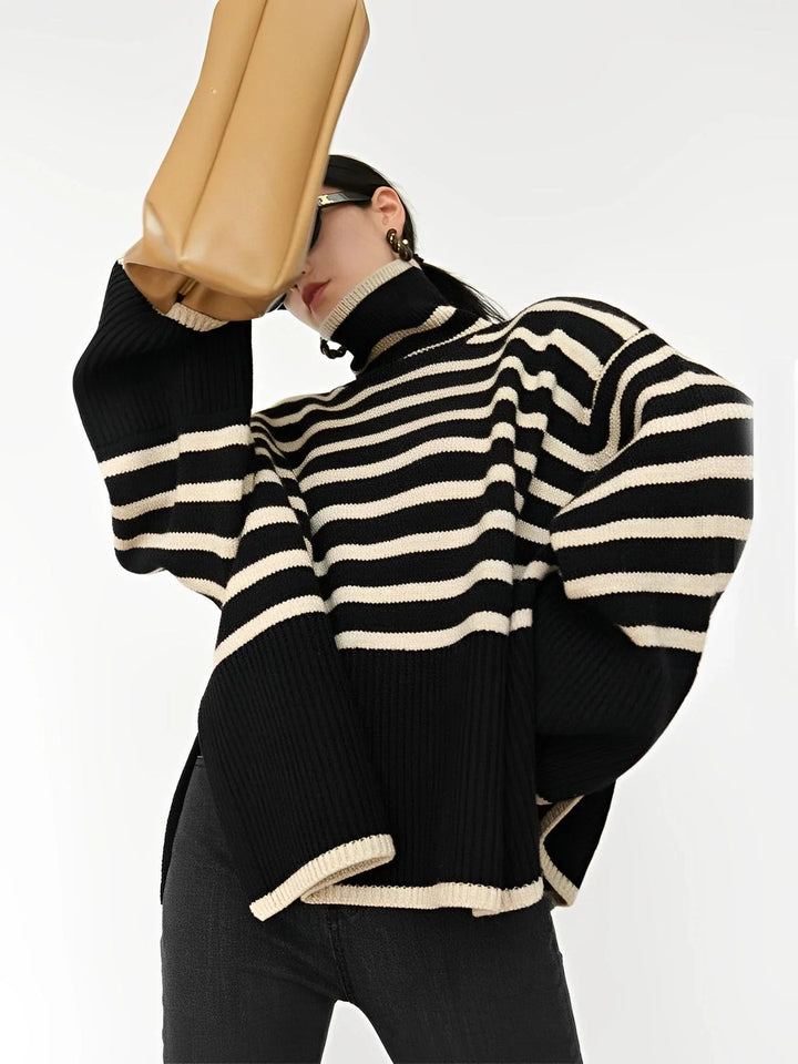 W&W Mode | Oversize-Rollkragenpullover aus Baumwoll für Damen - Perfekt für Freizeit-Tage