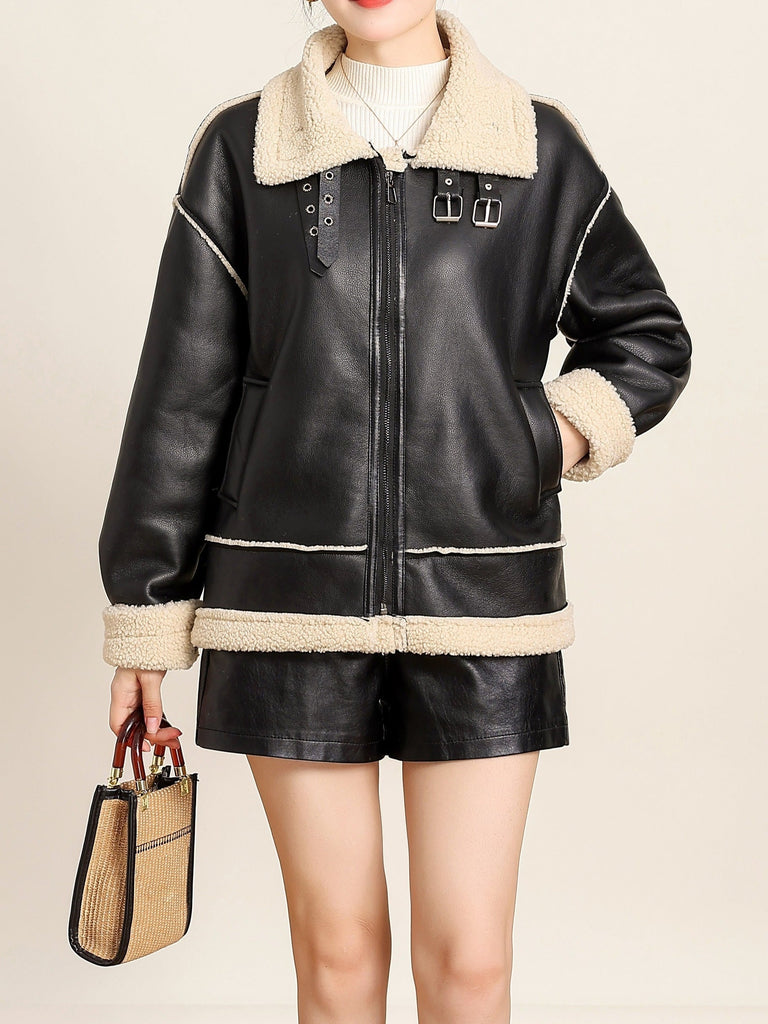 WW | Flauschige Lederjacke