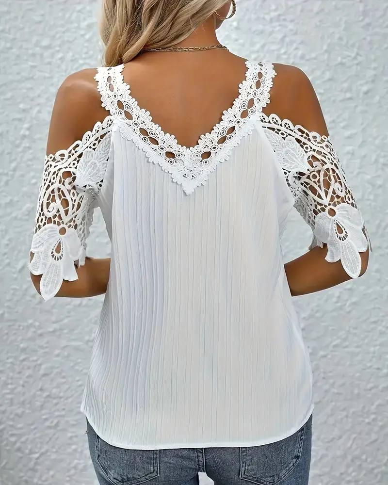 WW | T-Shirt Off-Shoulder Spitzen Einfarbig
