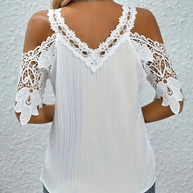 WW | T-Shirt Off-Shoulder Spitzen Einfarbig