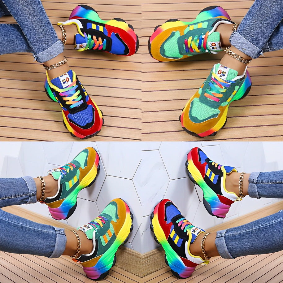 WW - bunte klobige Turnschuhe für Damen | Multicolor Design Sneaker Damen
