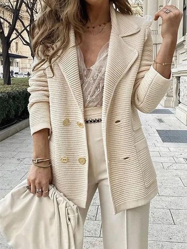 WW | Groovy Langarm-Strickjacke Mit Einfarbigen Ärmeln