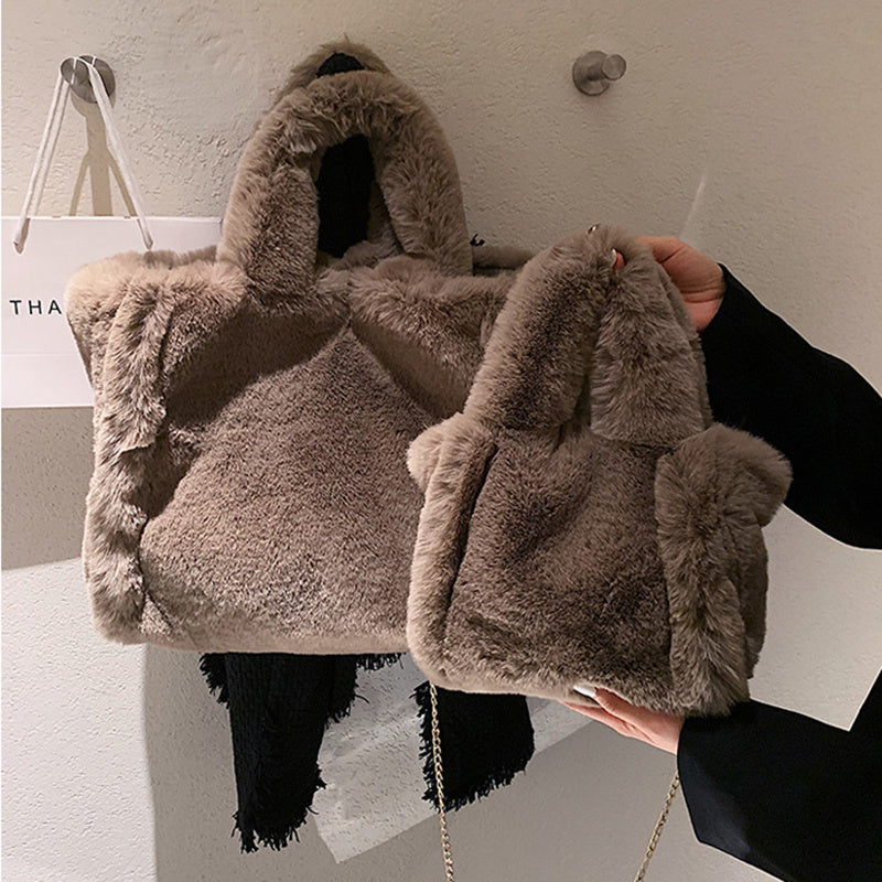 WW | Plüsch Handtasche Mit Kette Für Damen