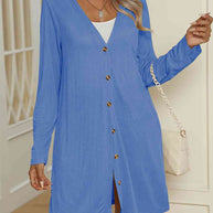 WW | V-Ausschnitt Knopf-Oben Langarm Cardigan