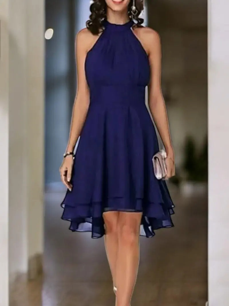 W&W Mode | Elegante Ärmelloses Chiffon Kleid