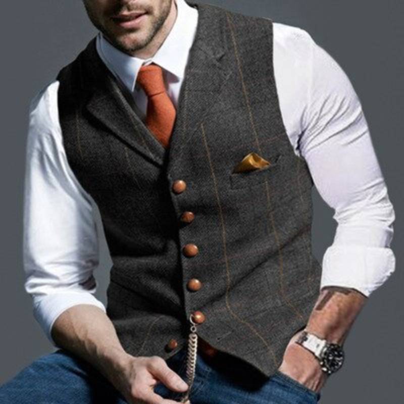 WW | Gilet Elegantes Leicht Kariertes Gilet