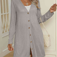 WW | V-Ausschnitt Knopf-Oben Langarm Cardigan