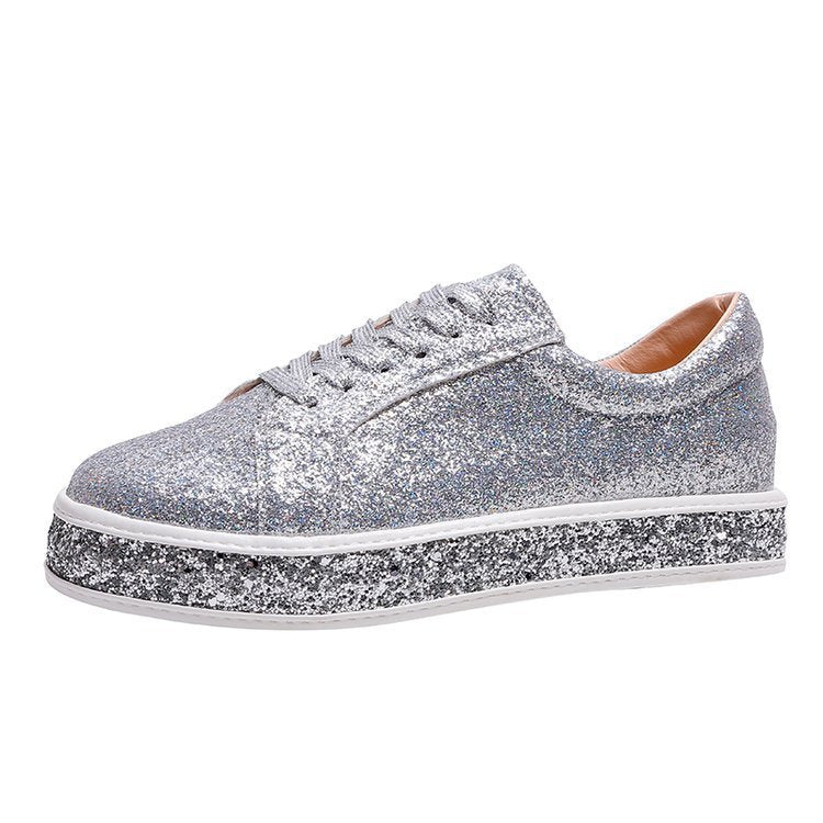 WW | Stilvolle Plateau Glitter Damen Sneakers