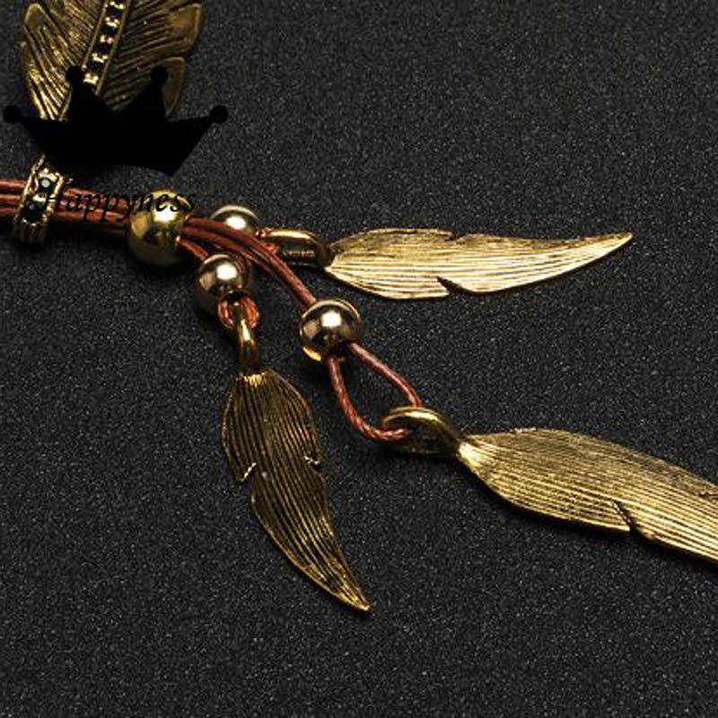 WW | Goldene Feder Halskette Im Boho Stil