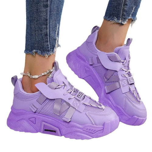 WW | Mesh-Oberfläche Schuhe mit Plateau