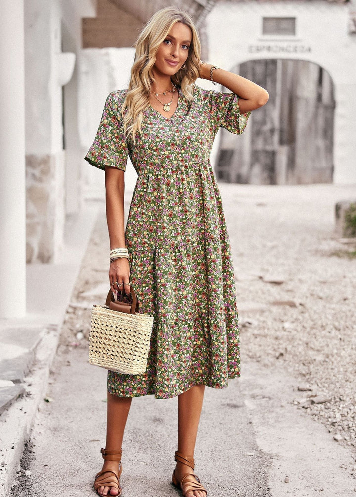 W&W Mode | Elegantes V-Ausschnitt Kleid Für Damen