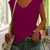 WW | Lässiges, Schlichtes T-Shirt mit V-Ausschnitt