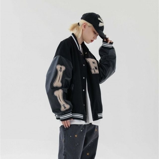 W&W Mode | Varsity Streetwear Bomberjacke mit bestickten Patches