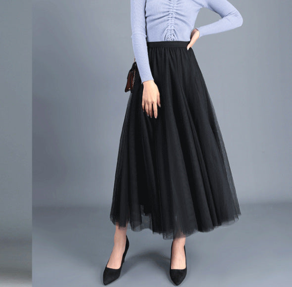 W&W Mode | Langer Weicher Tüllrock Mit Hoher Taille Und Schmaler Passform