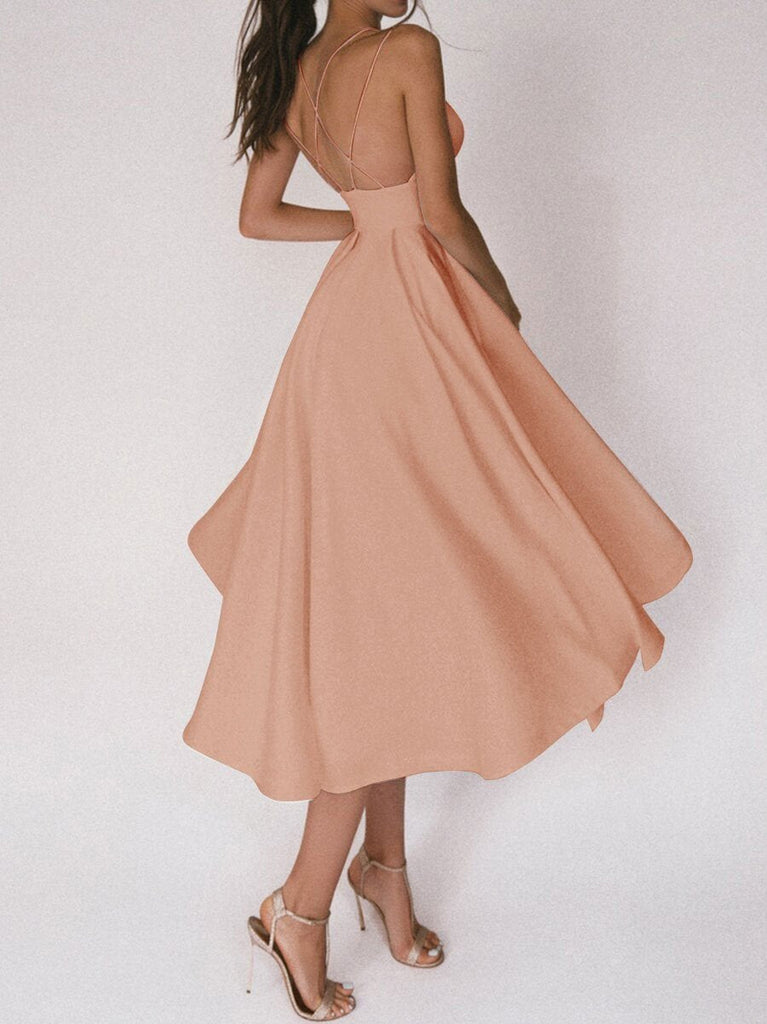 WW | Elegantes Hochzeitskleid für Damen Trägerdesign & V-Ausschnitt