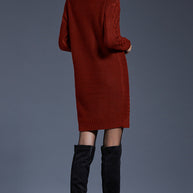 WW | Hochhals Lange Strickkleid