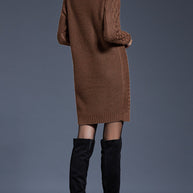 WW | Hochhals Lange Strickkleid