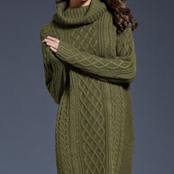 WW | Hochhals Lange Strickkleid