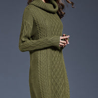 WW | Hochhals Lange Strickkleid