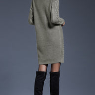 WW | Hochhals Lange Strickkleid