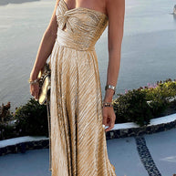 WW | Schulter Shimmer Maxi Kleid Elegant, Leicht & Perfekt Für Abend Glam