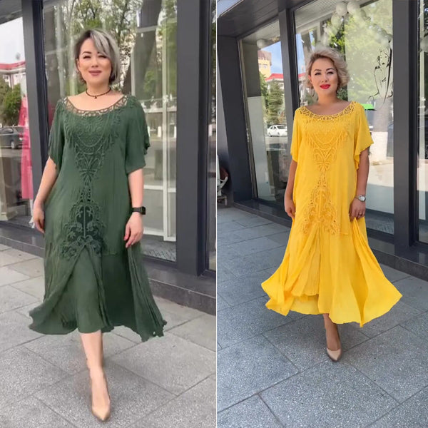 Grün  and Gelb fashion Kleid 