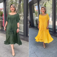 Grün  and Gelb fashion Kleid 