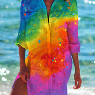 WW | Bikini Jacke Shirt Badeanzug Strickjacke Damenbekleidung Druck Urlaub Strandshirt