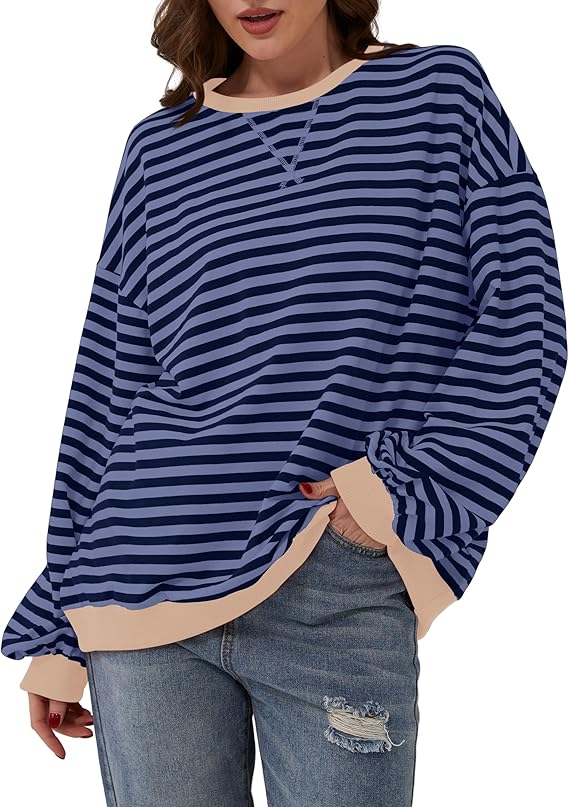 Übergroßer und gestreifter Pullover für Damen
