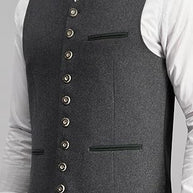WW | Herren Trachtenweste Weste Grau Klassisch Elegant